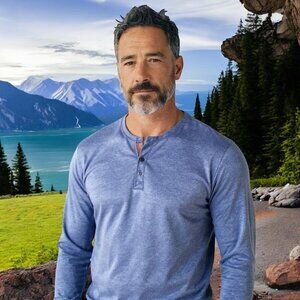 PEACOCKS Ltd from UK Gray Long Sleeve Top Henley Mens XL